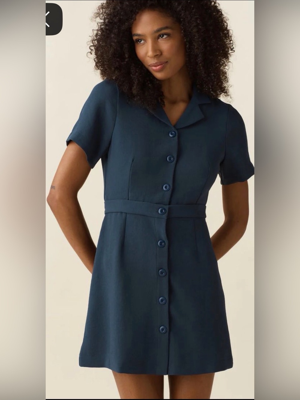 Vetta Navy Short Sleeve 2 piece Button-Front Convertible Dress